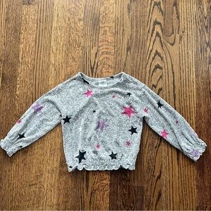 Gap gray multicolor star cozy long sleeve top - 2T